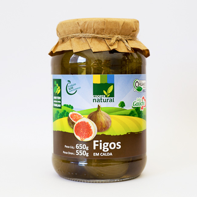 Figos Orgânicos em Calda 550gr peso drenado / 650gr peso líquido - "CooperNatural"