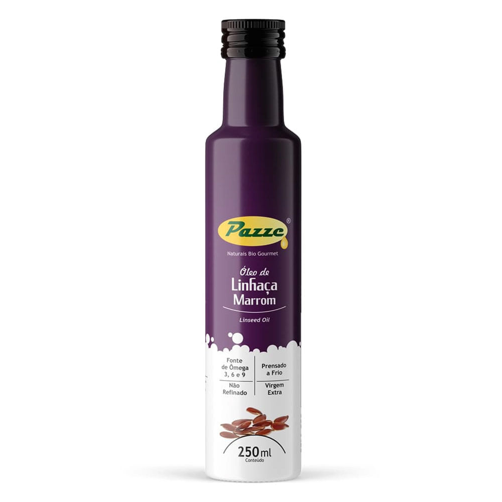 Óleo de Semente de Linhaça Marrom Prensado a Frio - "Pazze" - 250ml.